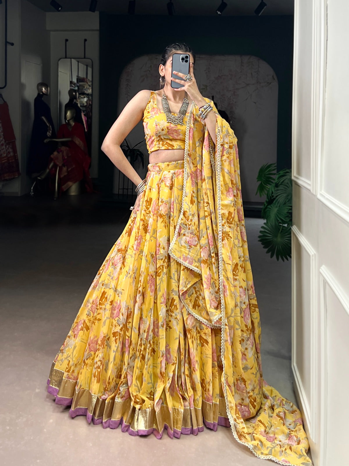 CHIFFON FLORAL LEHENGA CHOLI