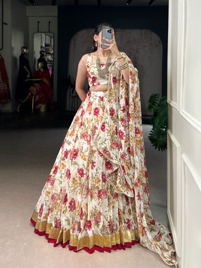 CHIFFON FLORAL LEHENGA CHOLI