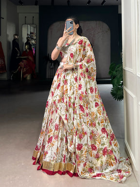 CHIFFON FLORAL LEHENGA CHOLI