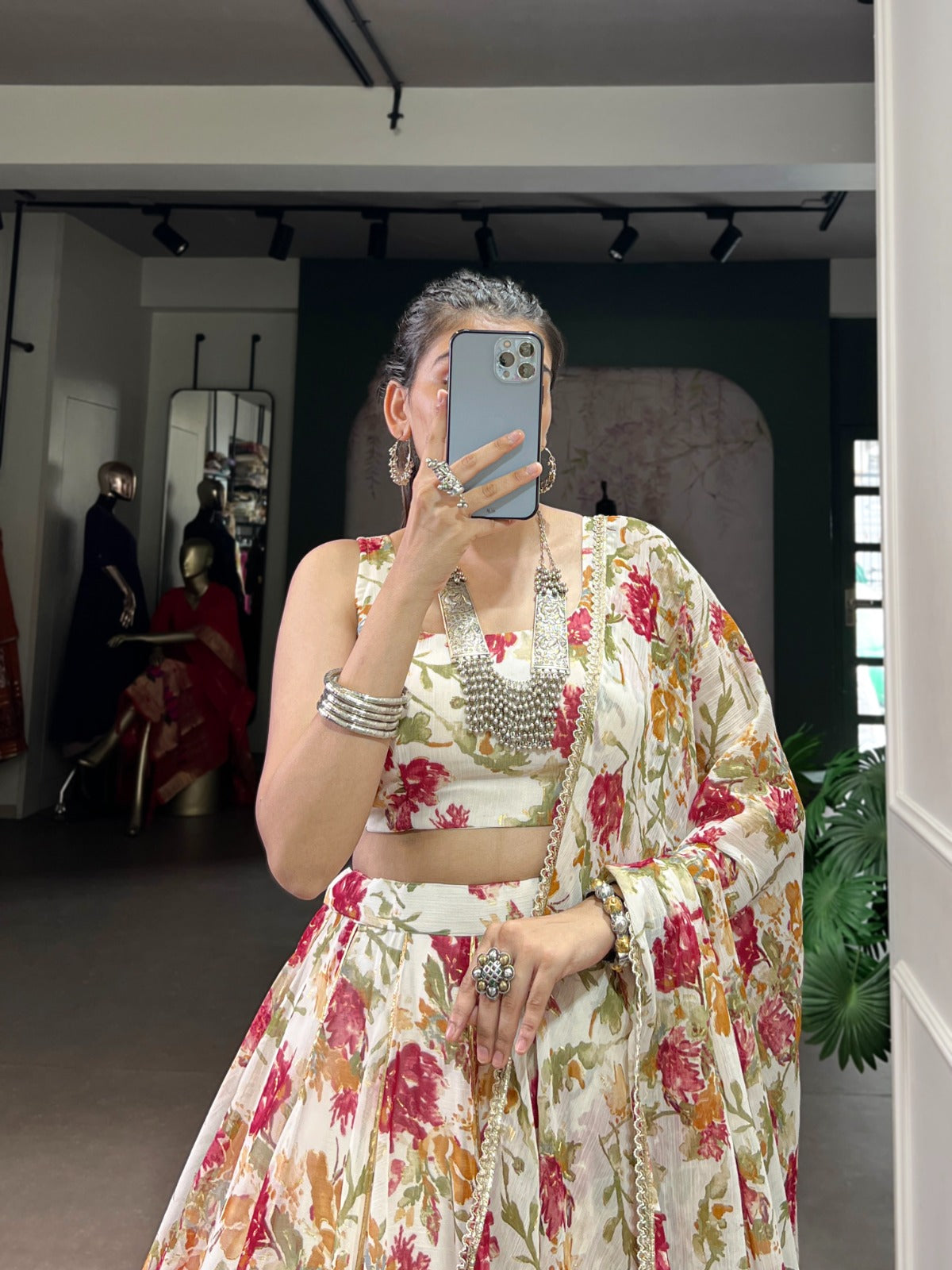 CHIFFON FLORAL LEHENGA CHOLI
