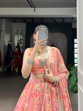 CHIFFON FLORAL LEHENGA CHOLI