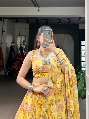 CHIFFON FLORAL LEHENGA CHOLI