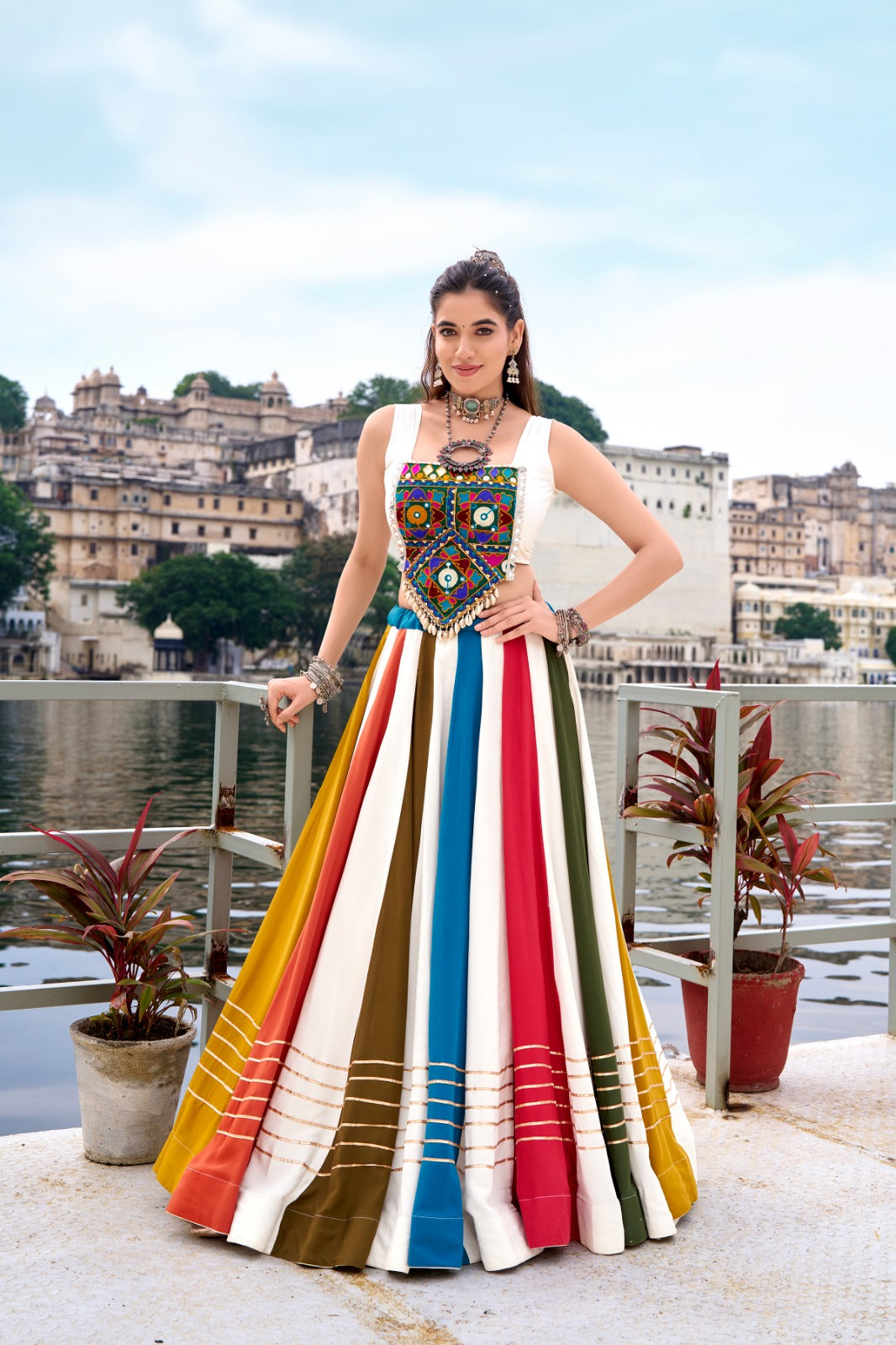 Vibrant Multicolour Rayon Lehenga Choli for Garba