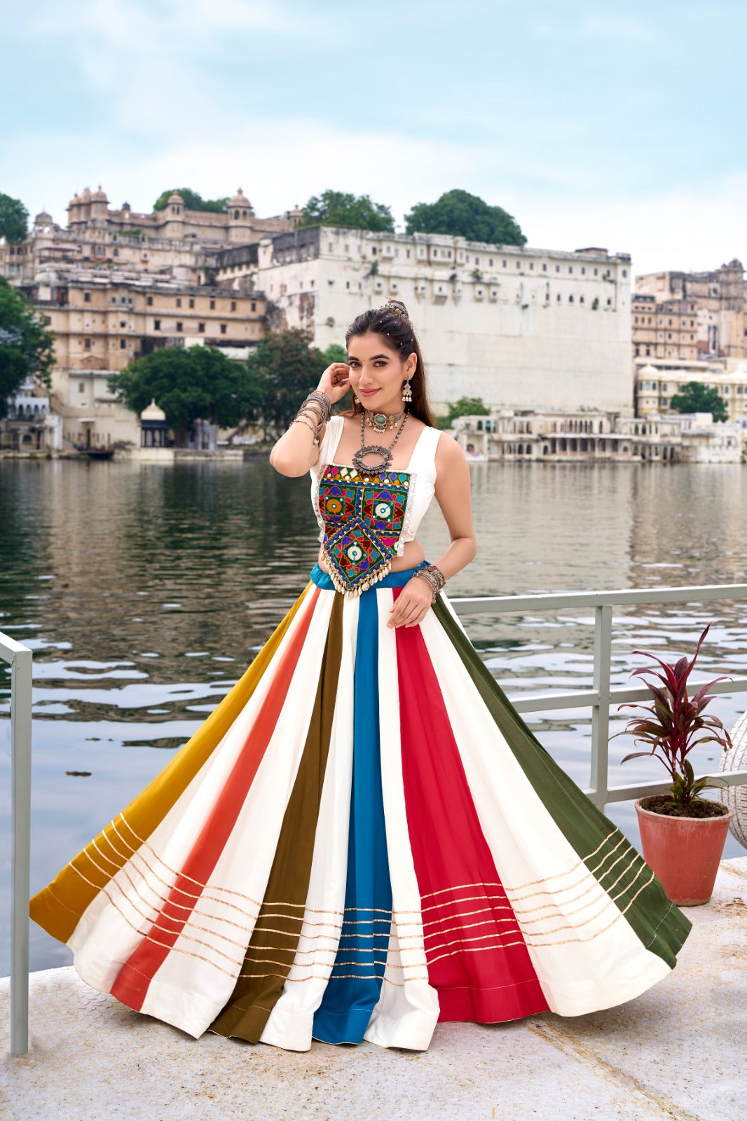Vibrant Multicolour Rayon Lehenga Choli for Garba