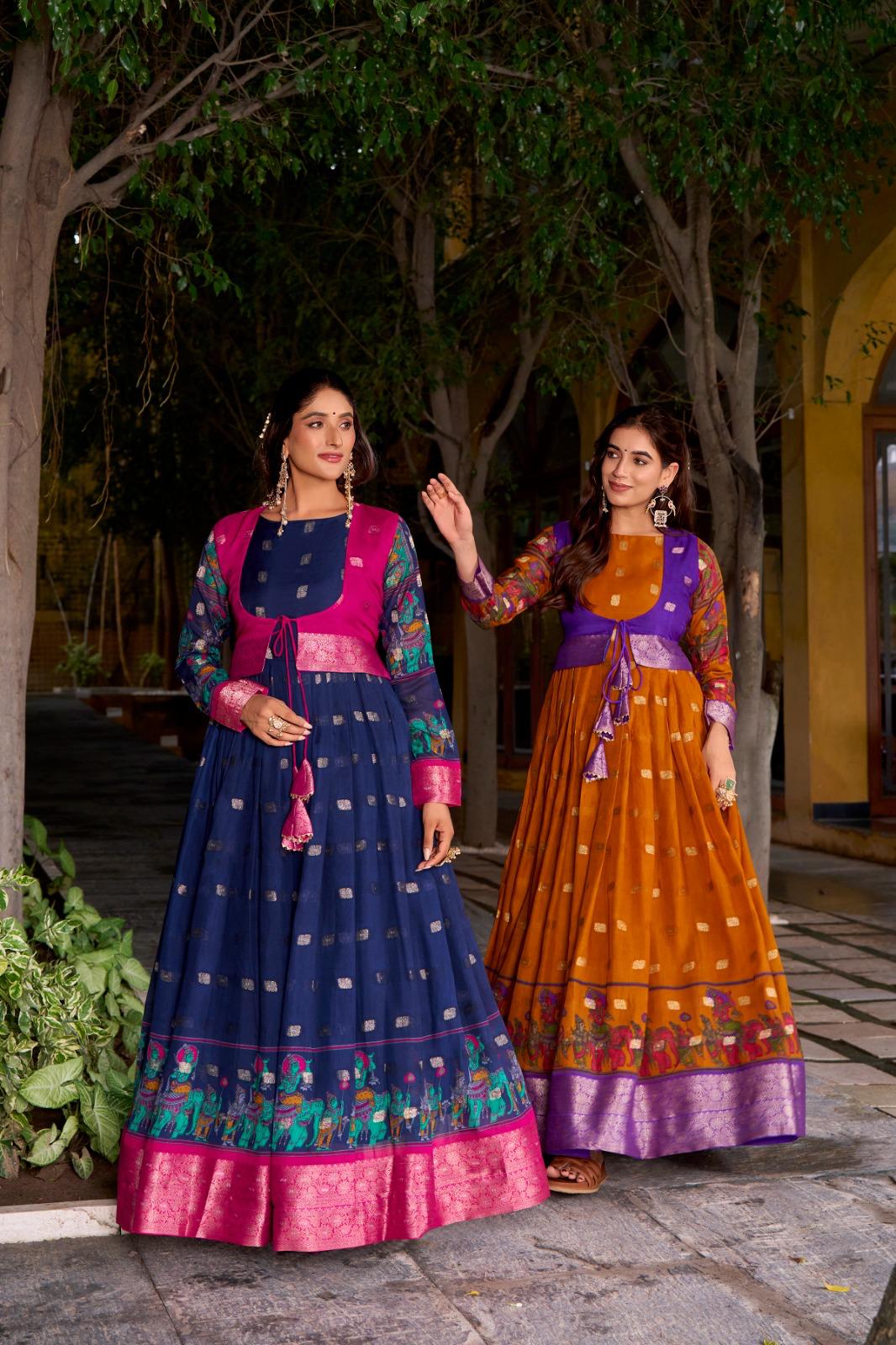 Ready to wear Kalamkari Gown with Jacket