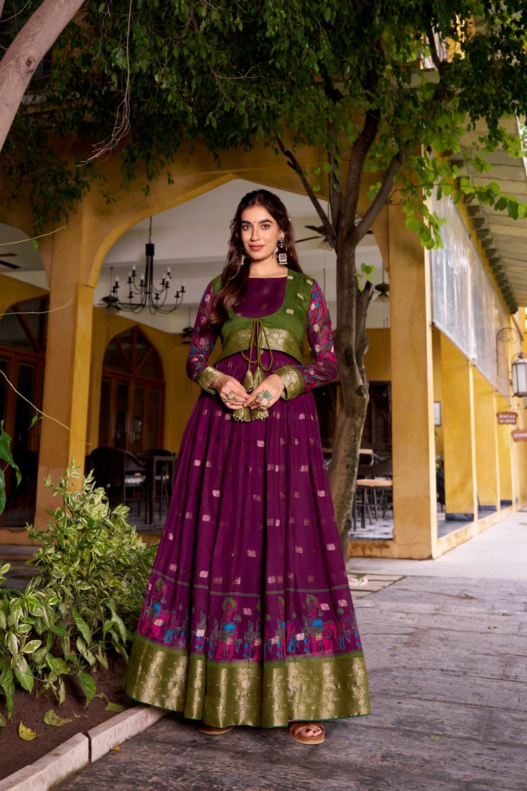 Ready to wear Kalamkari Gown with Jacket