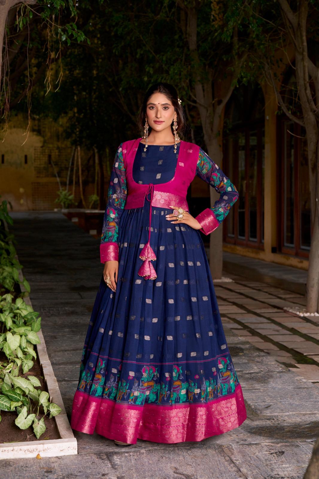 Ready to wear Kalamkari Gown with Jacket