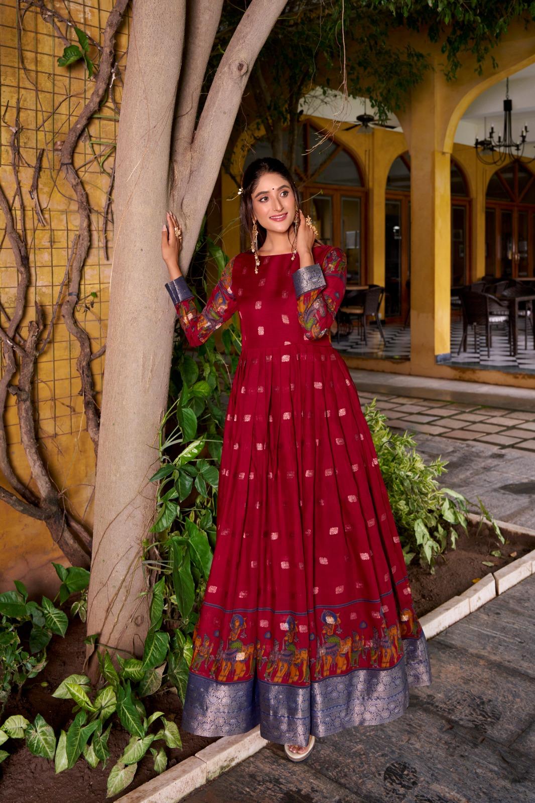 Ready to wear Kalamkari Gown with Jacket