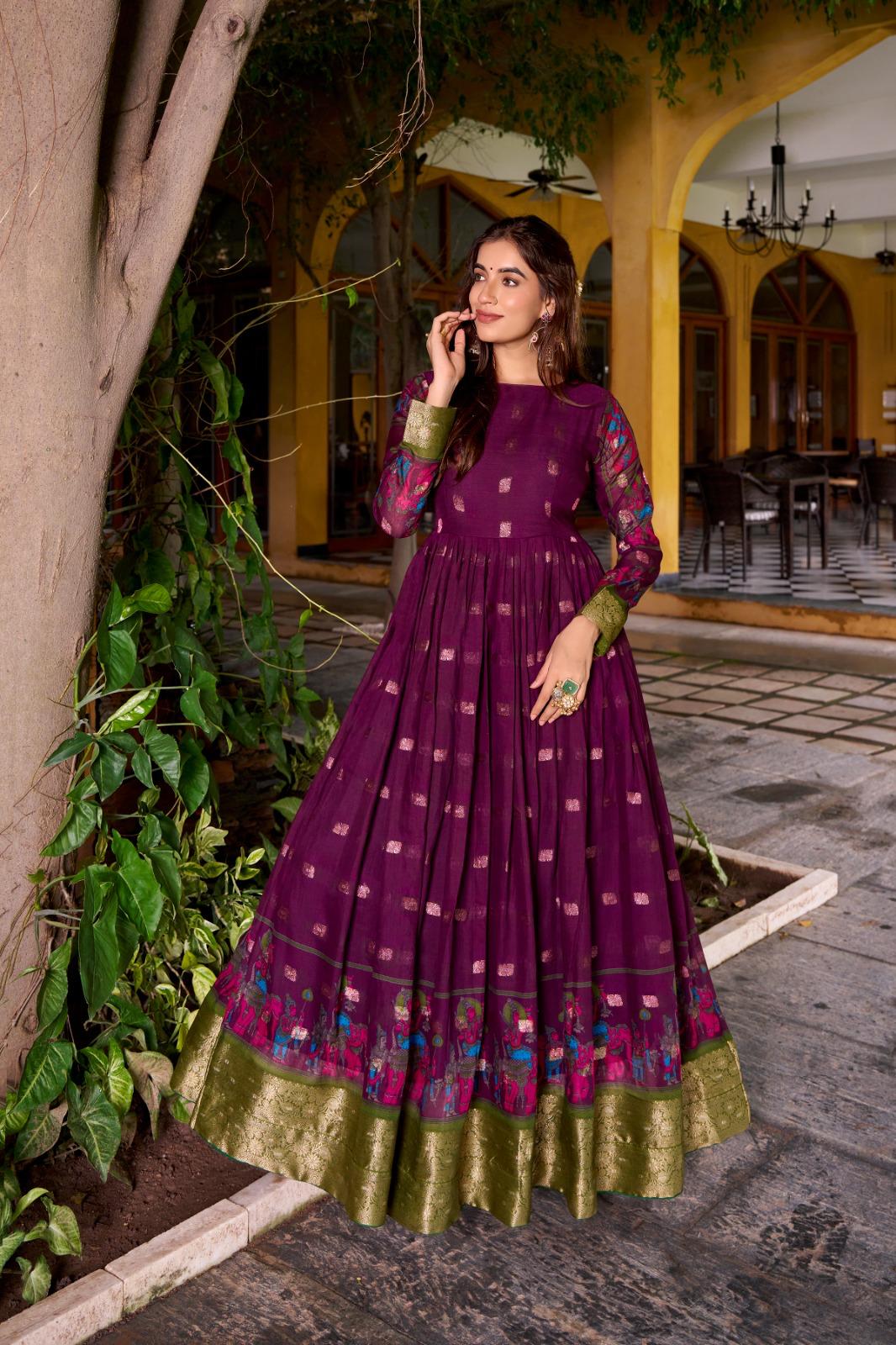 Ready to wear Kalamkari Gown with Jacket