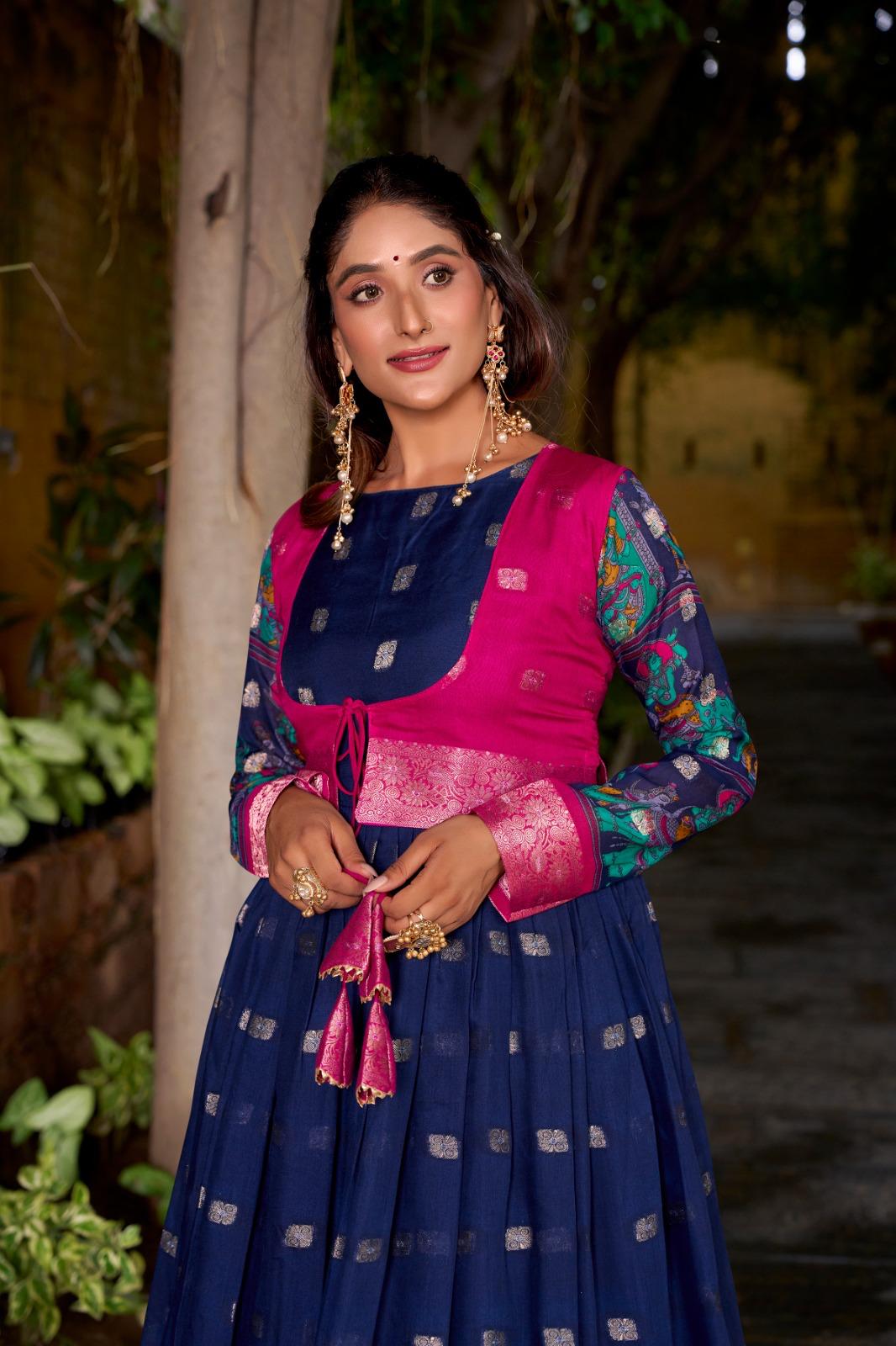 Ready to wear Kalamkari Gown with Jacket