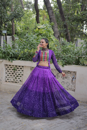 Bandhani with Kutchi Gamthi Patchwork Lehenga Choli