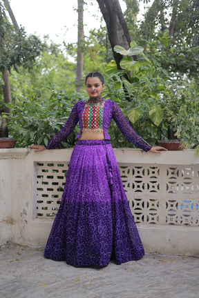 Bandhani with Kutchi Gamthi Patchwork Lehenga Choli