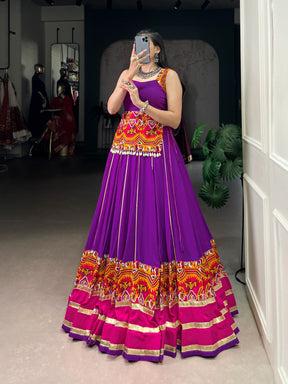 Purple Gamthi Work Rayon Lehenga Choli