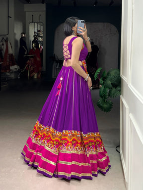 Purple Gamthi Work Rayon Lehenga Choli