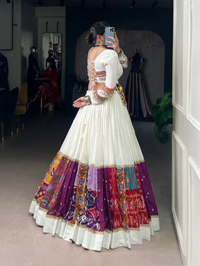 White Gamthi Work Lehenga Choli