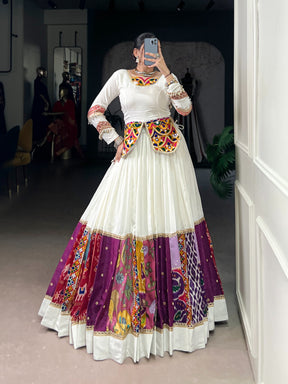 White Gamthi Work Lehenga Choli