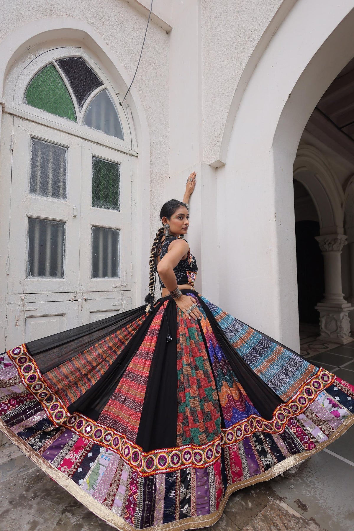Gamthi Embroidery & Georgette Print Chaniya Choli