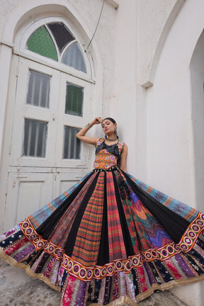 Gamthi Embroidery & Georgette Print Chaniya Choli