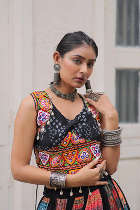 Gamthi Embroidery & Georgette Print Chaniya Choli