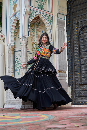 Navratri Gamthi Work Lehenga Choli with Jacket