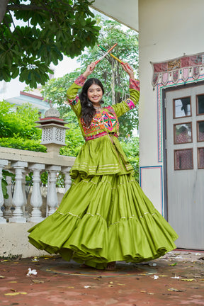 Navratri Gamthi Work Lehenga Choli with Jacket