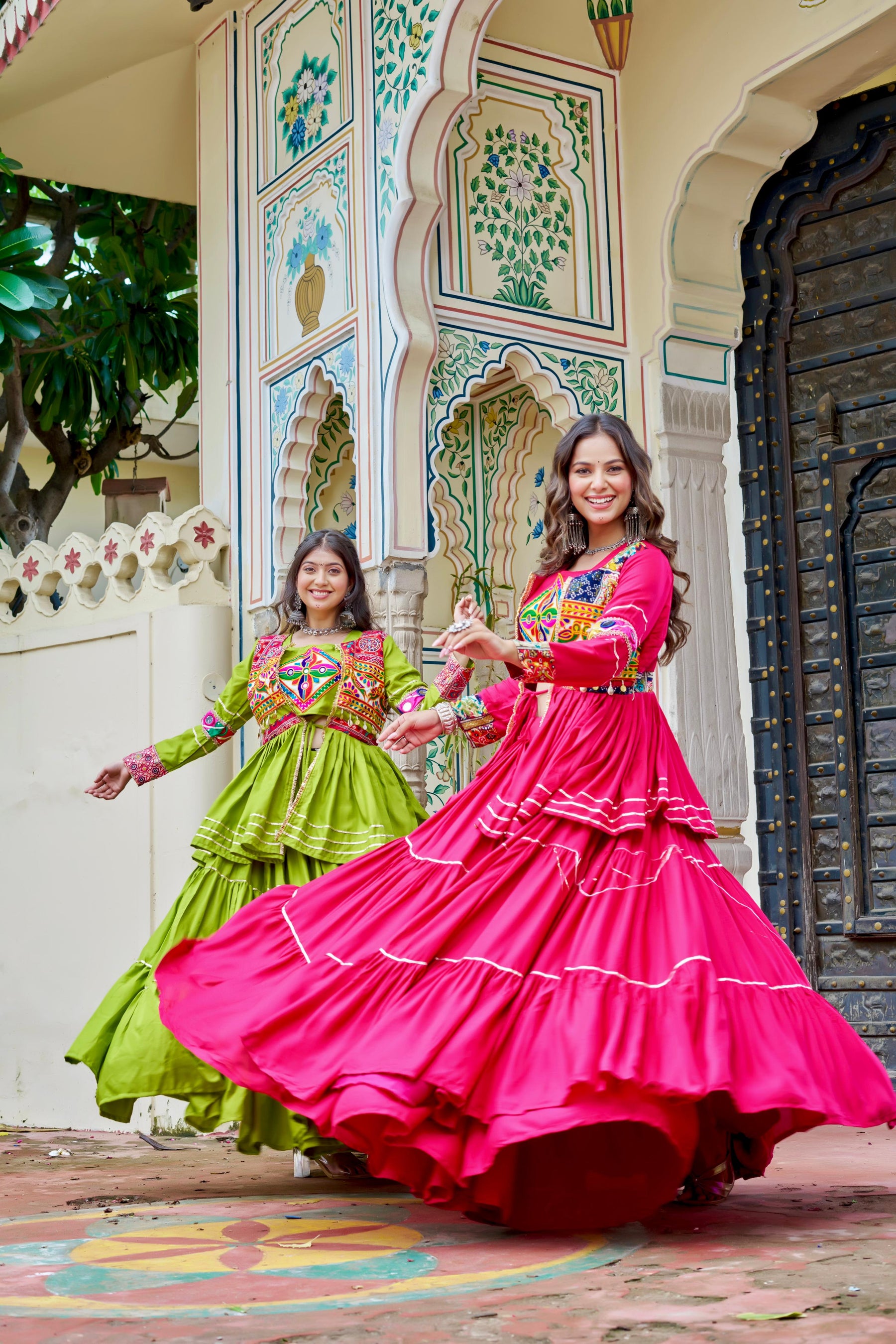 Navratri Gamthi Work Lehenga Choli with Jacket