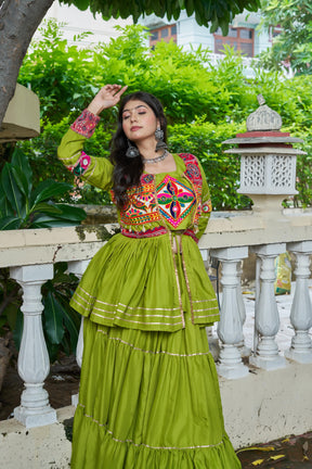 Navratri Gamthi Work Lehenga Choli with Jacket