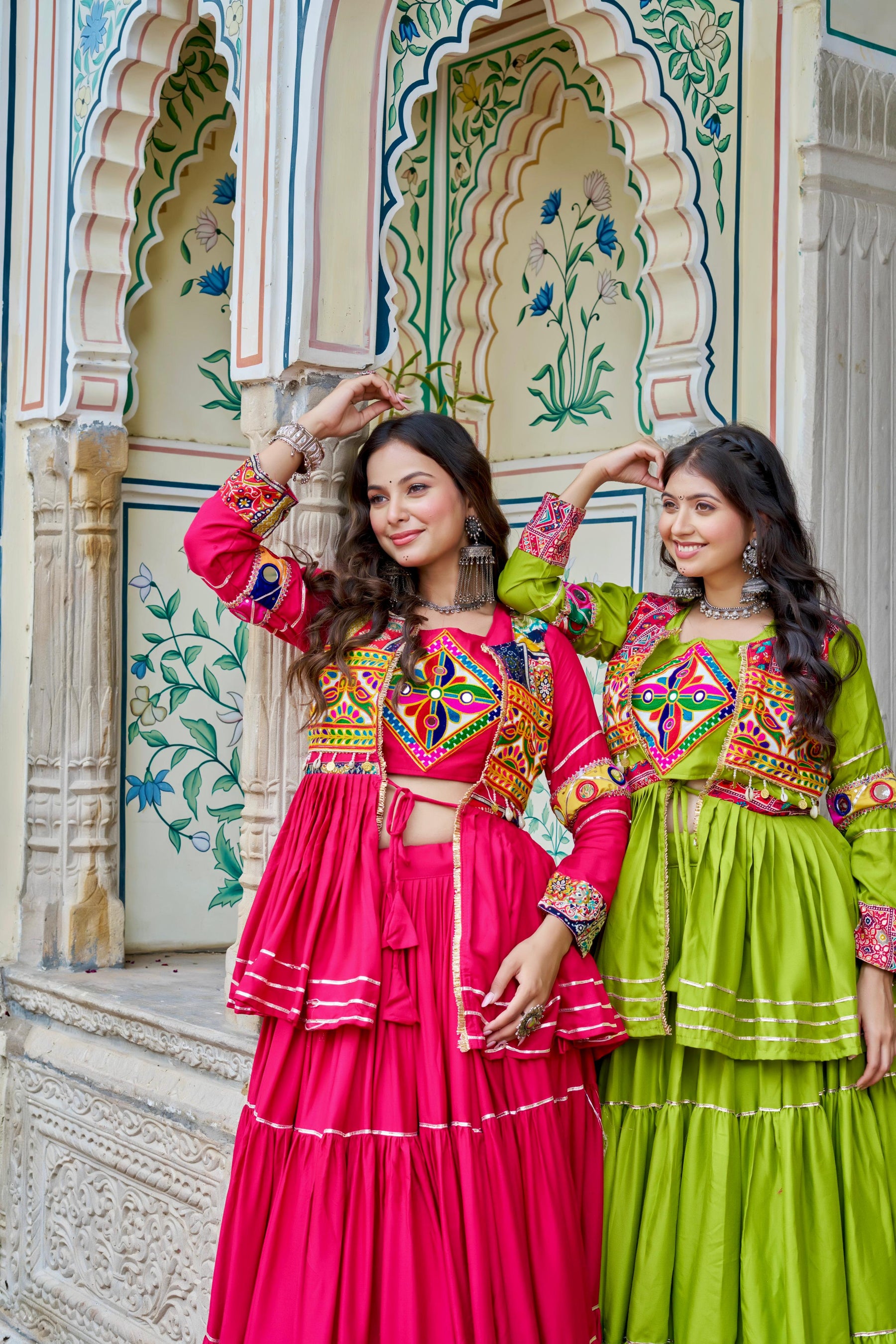 Navratri Gamthi Work Lehenga Choli with Jacket