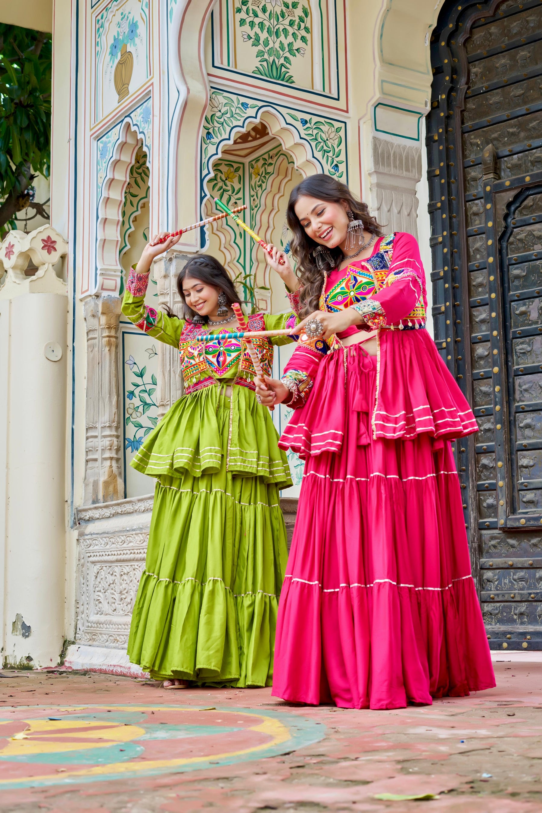 Navratri Gamthi Work Lehenga Choli with Jacket