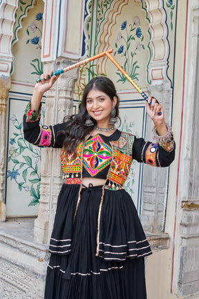 Navratri Gamthi Work Lehenga Choli with Jacket