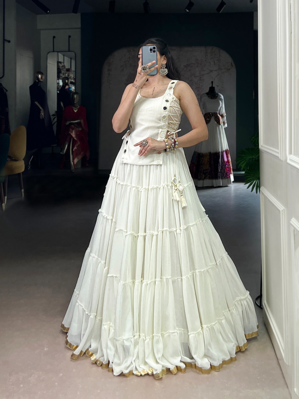 Designer Mirror Work Chaniya Choli for Navratri