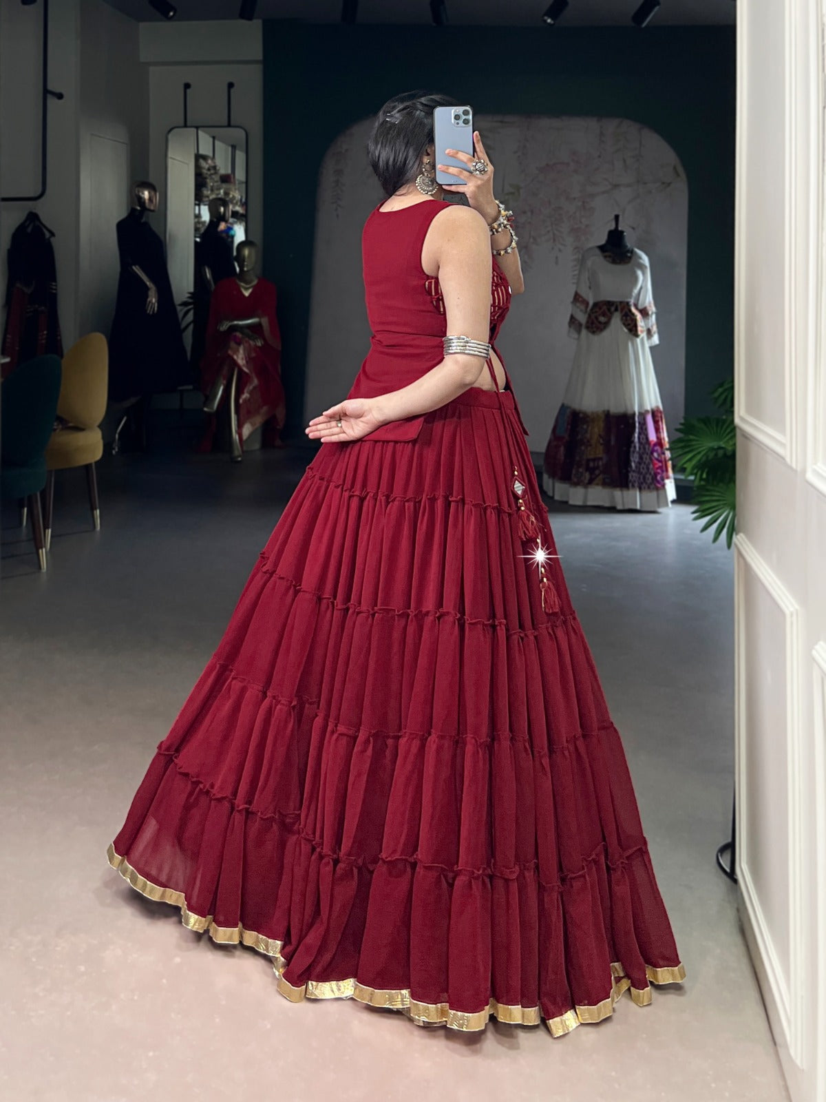 Designer Mirror Work Chaniya Choli for Navratri
