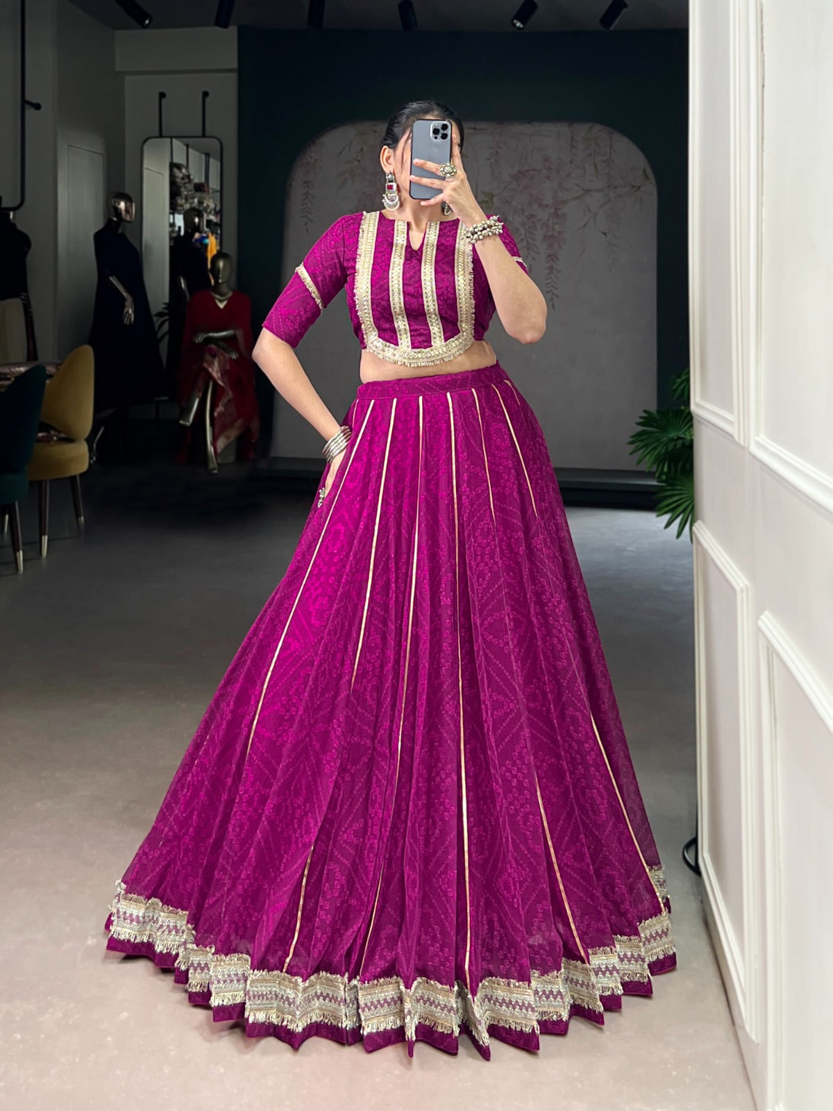 Bandhej Chiffon Co-ord Lehenga Choli