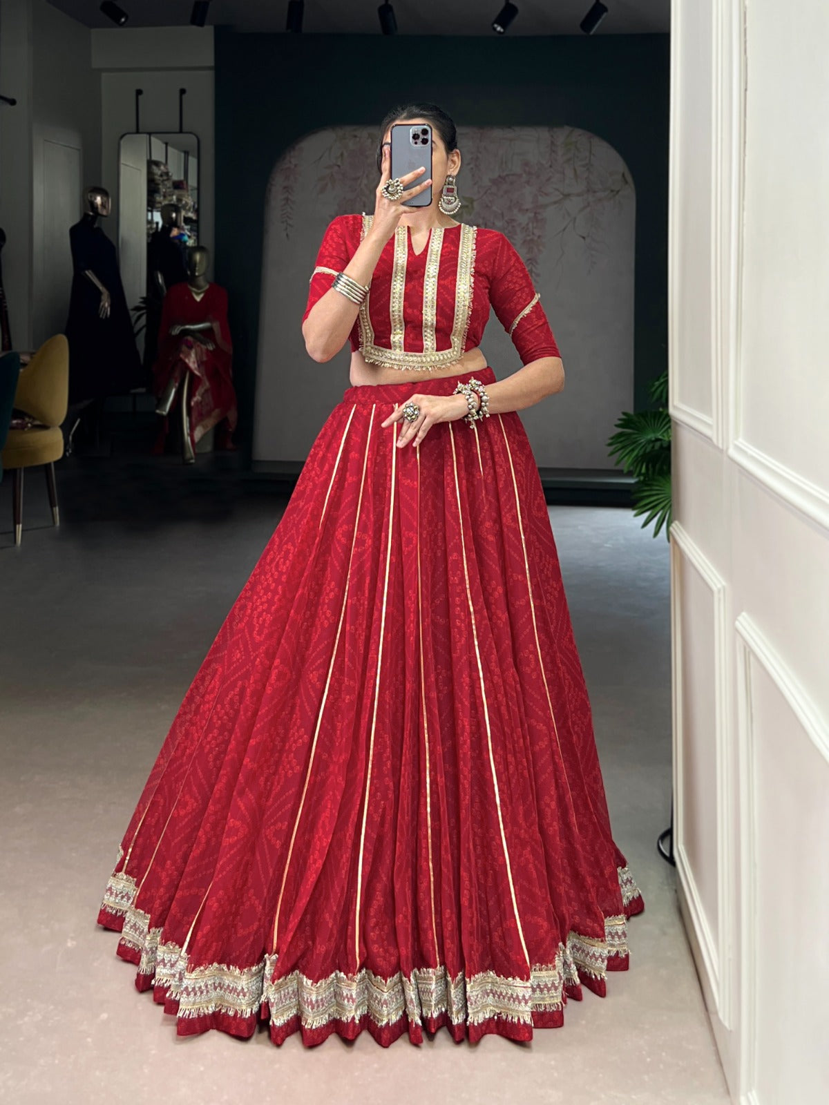 Bandhej Chiffon Co-ord Lehenga Choli
