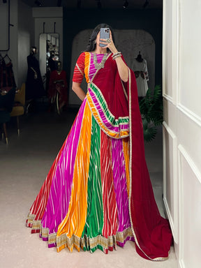 Georgette Multicolor Leheriya Print Lehenga Choli