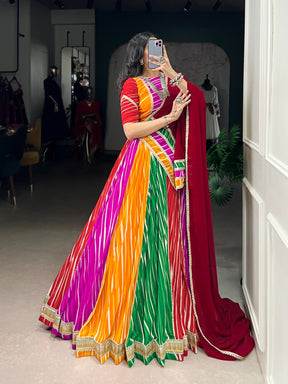 Georgette Multicolor Leheriya Print Lehenga Choli