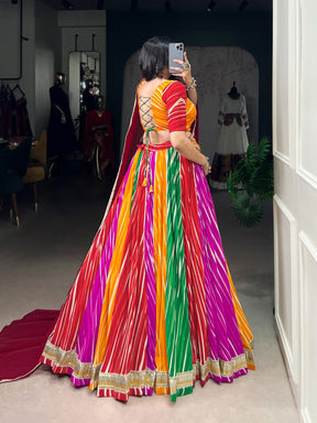 Georgette Multicolor Leheriya Print Lehenga Choli