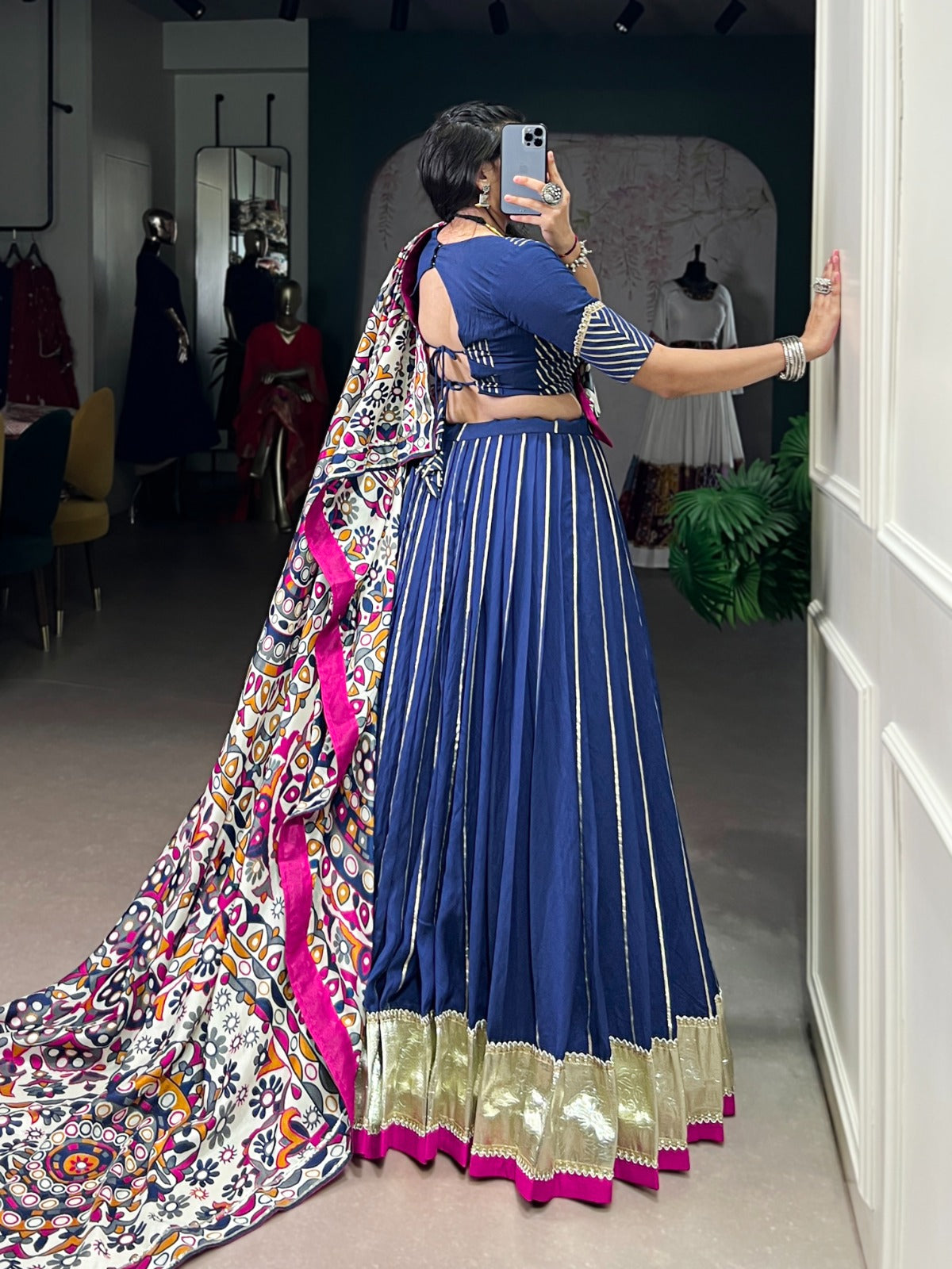 Premium Chanderi Garba Choli with Tassar Silk Dupatta