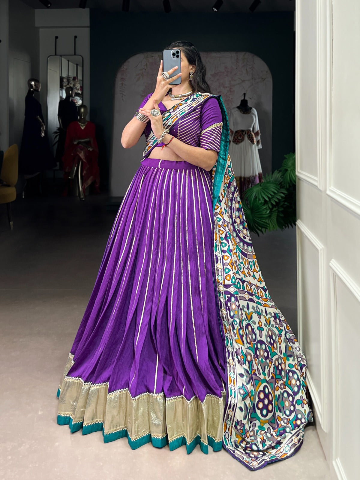 Premium Chanderi Garba Choli with Tassar Silk Dupatta