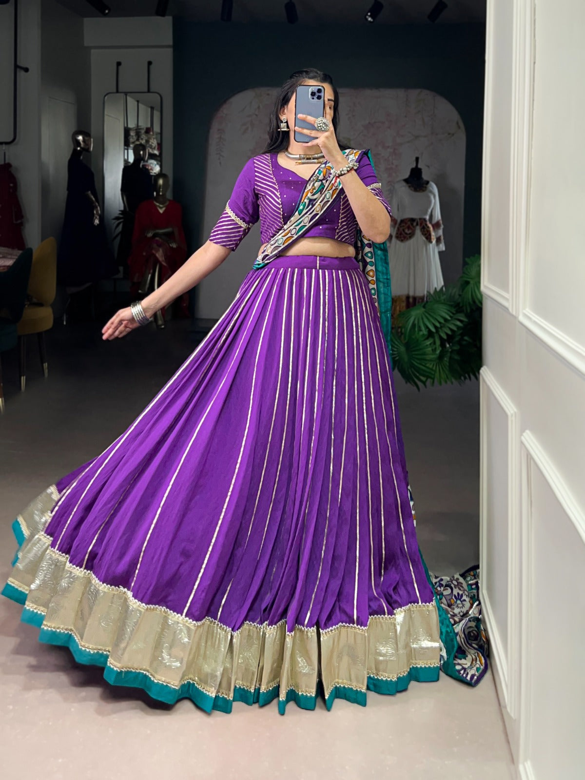 Premium Chanderi Garba Choli with Tassar Silk Dupatta