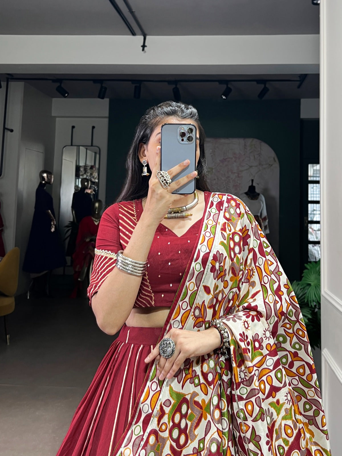 Premium Chanderi Garba Choli with Tassar Silk Dupatta