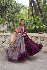 Designer Roman Fabric Gown with mirror Lace