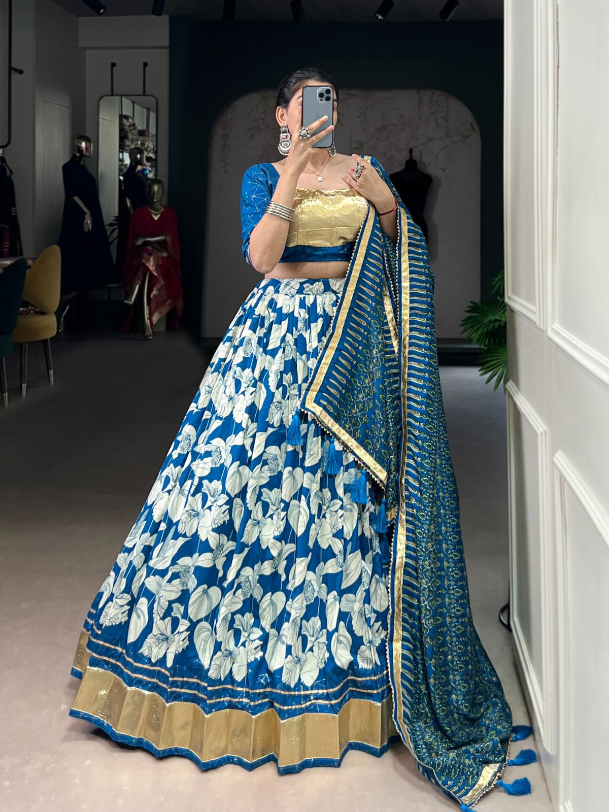 Tassar Silk Lehenga Choli for Garba