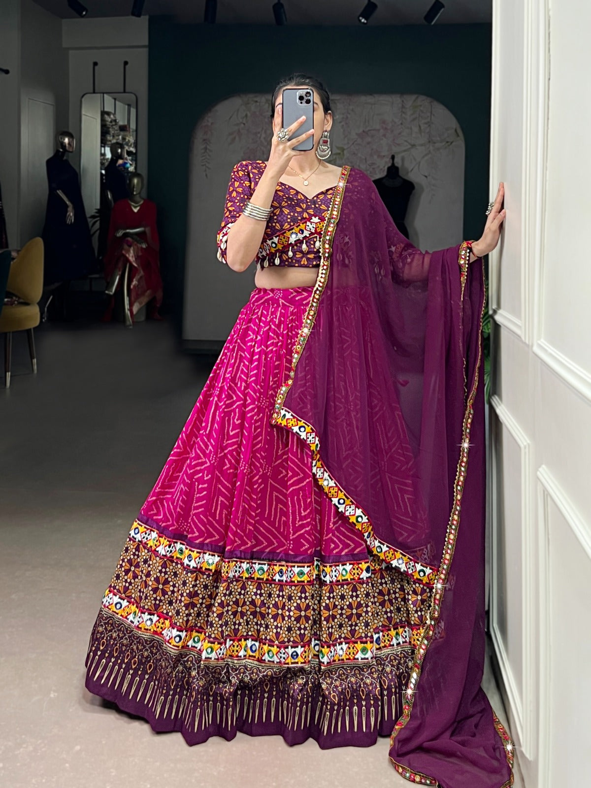 Tassar Silk Lehenga Choli for Garba