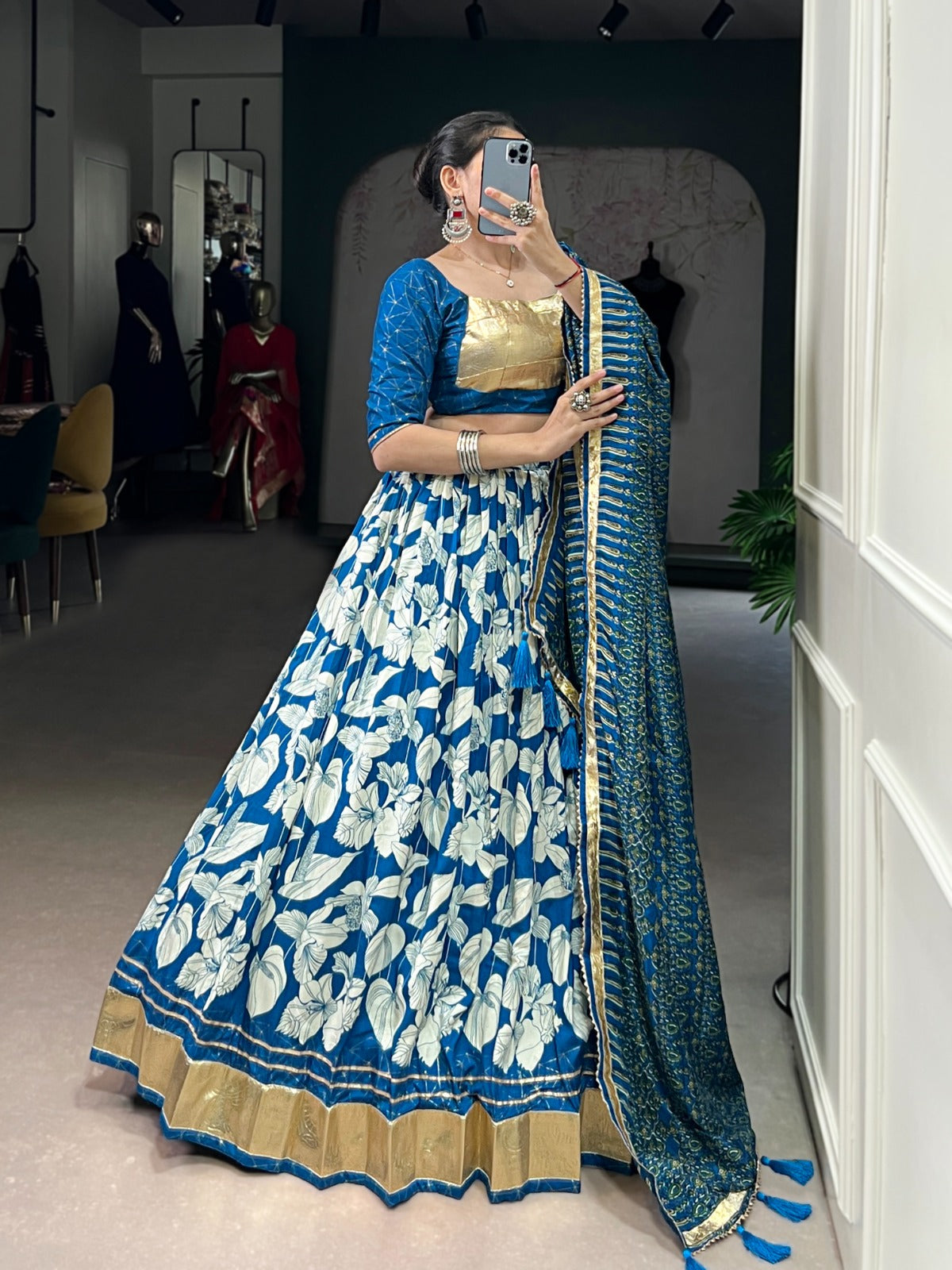 Tassar Silk Lehenga Choli for Garba