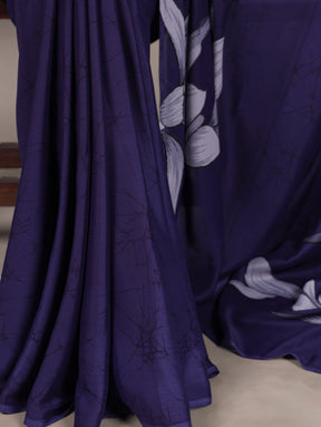 Floral Printed Satin Silk Saree
