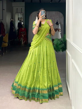 Pure Chanderi Cotton Half Saree Lehenga Choli
