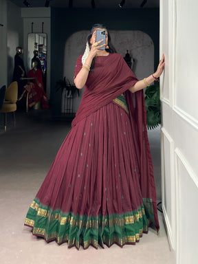 Pure Chanderi Cotton Half Saree Lehenga Choli