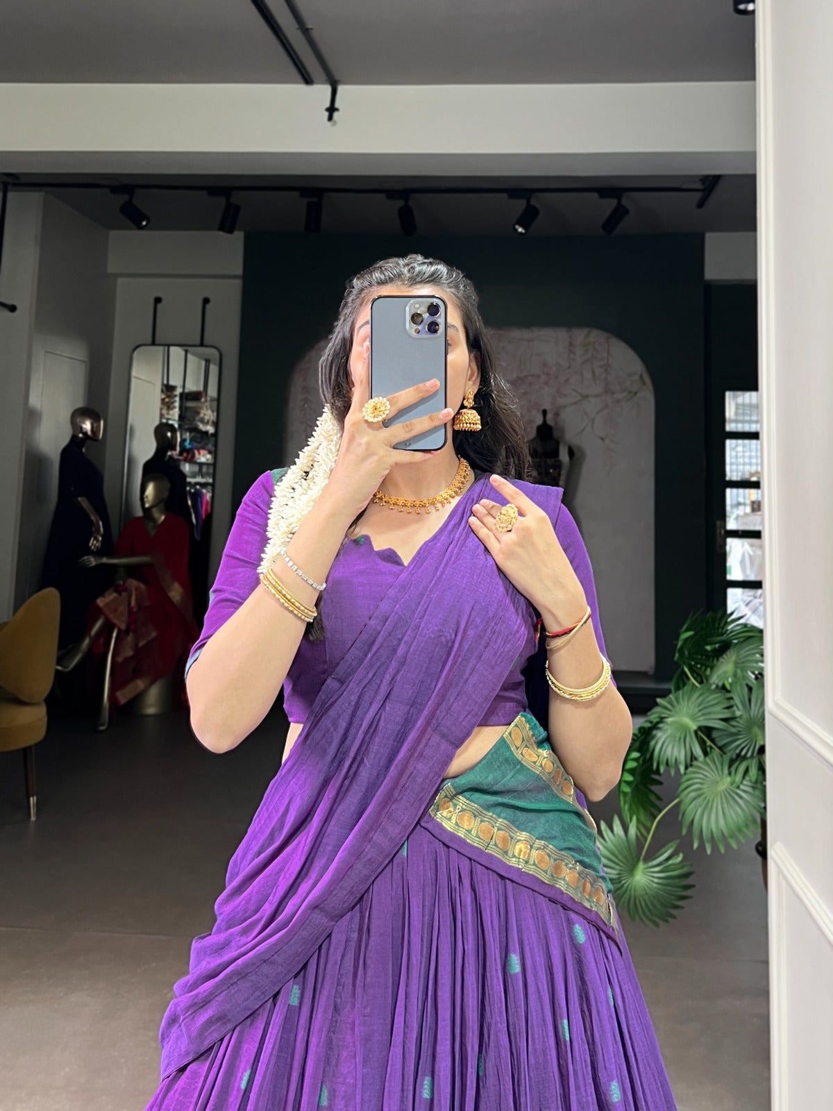 Pure Chanderi Cotton Half Saree Lehenga Choli