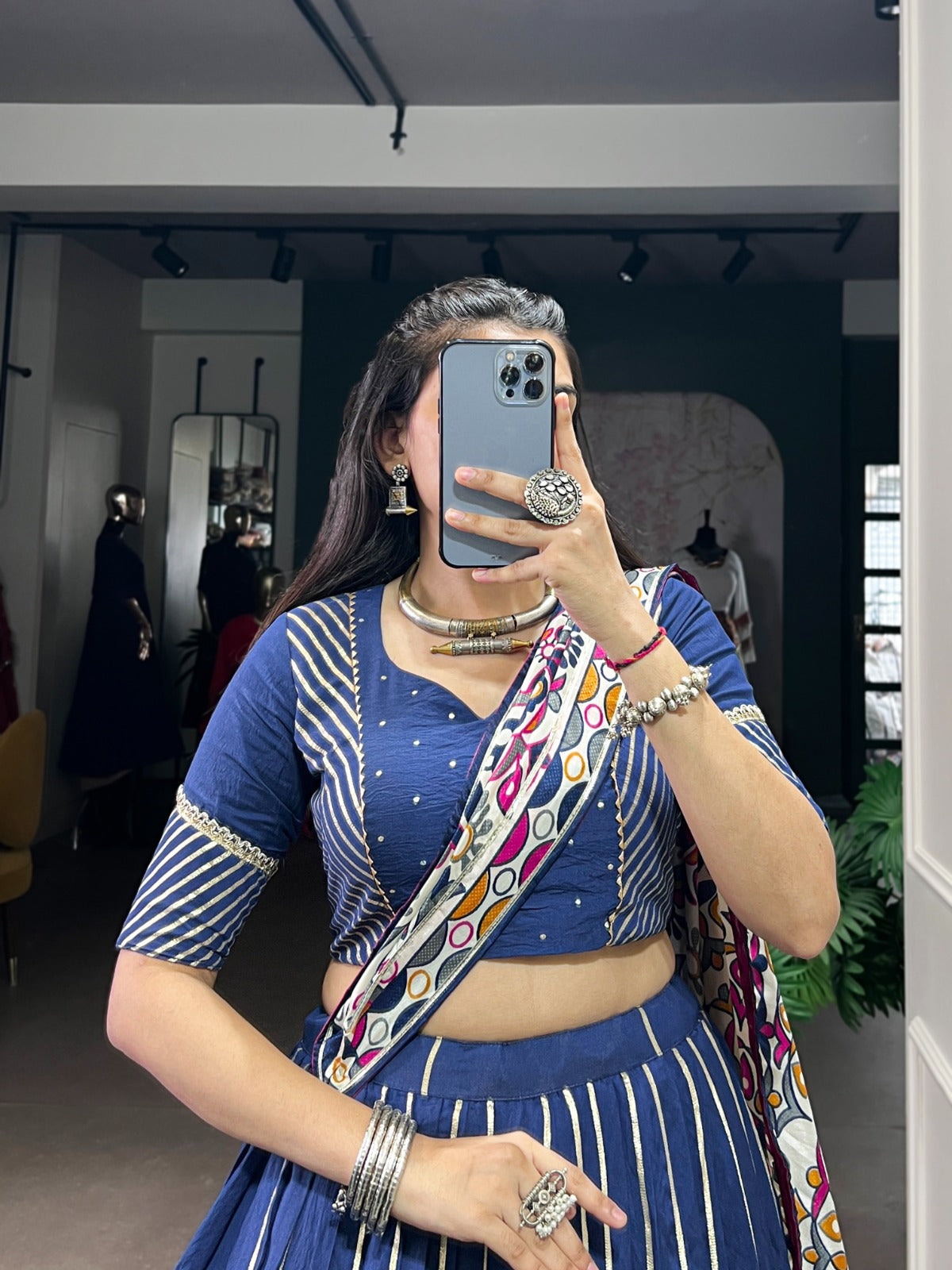 Premium Chanderi Garba Choli with Tassar Silk Dupatta